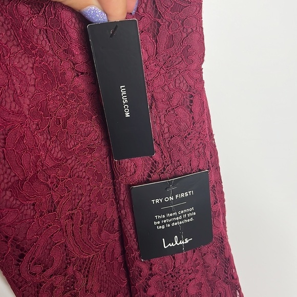 NWT Lulu’s License to Love Burgundy Maroon Lace Bodycon Sleeveless Mini Dress - Picture 8 of 11